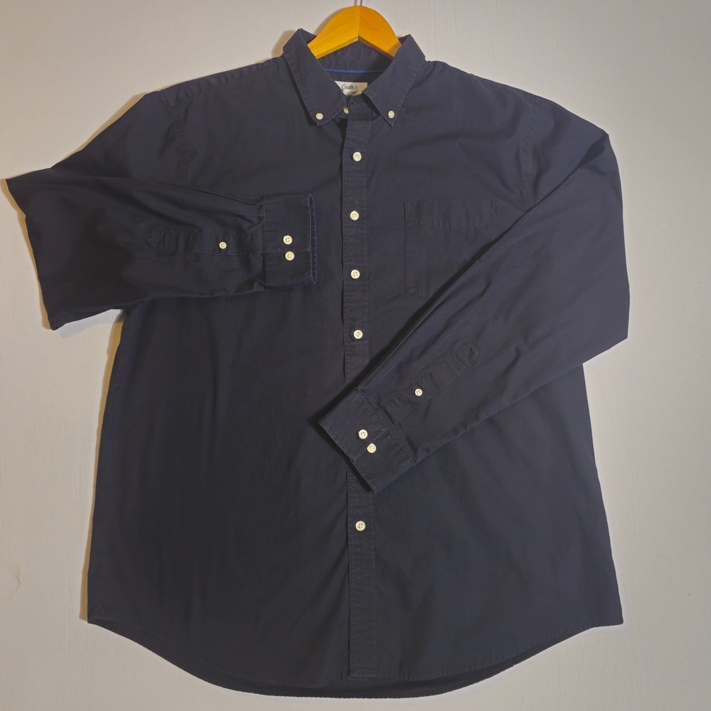 Croft & Barrow Button Down Shirt Mens XL Black Cotton Oeko Tex Chest Pocket - Picture 3 of 11